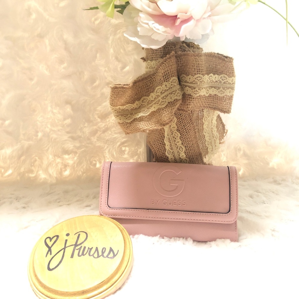 G by Guess Light Pink Snap Button Wallet